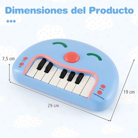 Teclado de 13 teclas para crianças Piano interativo com botões sorridentes e luzes Instrumento educativo portátil para maiores de 3 anos Azul