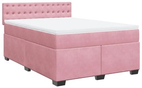 Cama com molas/colchão 160x200 cm veludo rosa