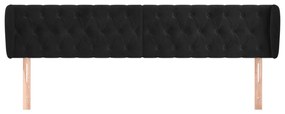 Cabeceira de cama c/ abas veludo 183x23x78/88 cm preto