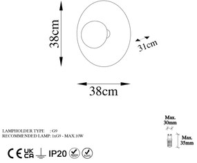 Candeeiro de Parede Kurt – Cobre – Diâmetro 38 cm Altura 31 cm