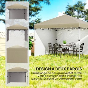 Tenda de jardim pop-up 297C x 297L x 288A cm, dobrável, com altura ajustável, proteção UV 30+, 2 paredes laterais e saco de transporte incluído bege
