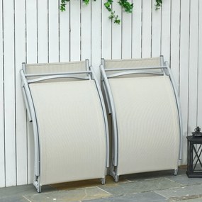 2 espreguiçadeiras ergonômicas dobráveis ​​em forma de S com estrutura de alumínio Textilene para jardim e varanda 165x61x63 cm Bege