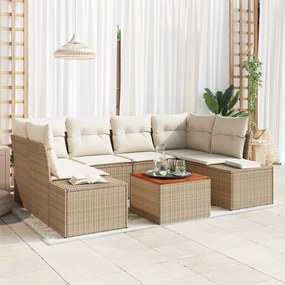 Conjunto de Sofá de Jardim de 7 Peças com Almofadas Bege em Vime Sinté