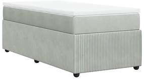 Cama com molas/colchão 90x190 cm veludo cinza-claro