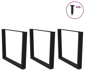 Pernas para mesa de jantar em V 3 peças, pretas, 100x(72-73,3) cm, aço