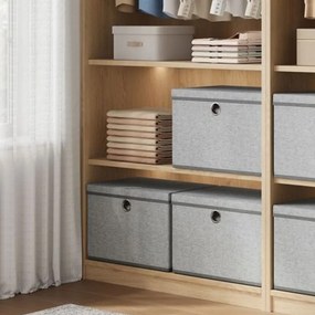 Conjunto de 3, caixas organizadoras de arrumação, com tampa 43 x 30 x 30 cm Cinzentas