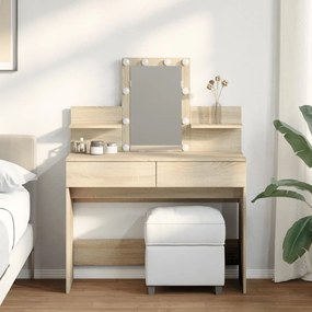 vidaXL Toucador com LEDs 100x40x130 cm carvalho sonoma