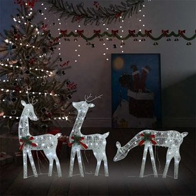 vidaXL Família de renas de Natal 270x7x90 malha branca