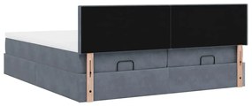 moldura de cama otomana vidaXL com colchão cinza escuro veludo