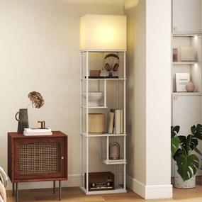 Candeeiro de Pé com Prateleiras Brilho e Temperaturas de Cor Ajustáveis 3000K-6500K e Temporizador 40x29x171 cm Branco