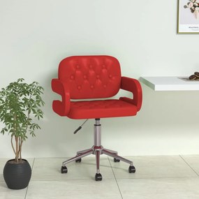 vidaXL Cadeira de jantar giratória couro artificial vermelho tinto