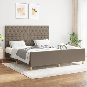 Cama sem colchão 160x200 cm tecido castanho-acinzentado