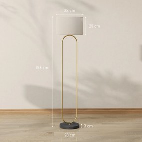Candeeiro de pé com abajur em linho, casquilho E27, estilo moderno, com interruptor de pé, para sala de estar e quarto, 156 cm, dourado e preto