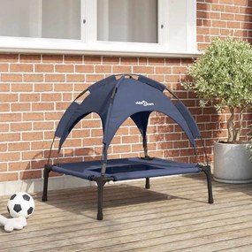 vidaXL Cama Elevada para Cães da Azul-marinho Aço, Tecido