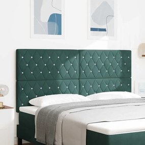 vidaXL Cabeceira Estofada em Veludo Verde Escuro com Botão de Cristal, 180 cm