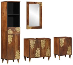 vidaXL Conjunto de Armários para Banheiro com gaveta 4 pcs Marrom mel