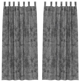 Conjunto com 2 Cortinas de Veludo com Ilhós Cinza 225x140 cm