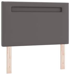 Cama Box com Colchão em Cinza, 100 x 200 cm, Couro Sintético
