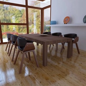 Cadeiras de jantar 6 pcs madeira curvada e couro artificial