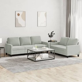 3201516 vidaXL 2 pcs conjunto de sofás com almofadões veludo cinzento-claro