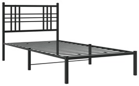 Estrutura de cama com cabeceira 100x190 cm metal preto