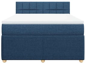 Cama com molas/colchão 160x200 cm tecido azul