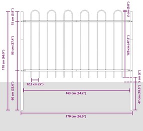 Cerca de Jardim com Topo Arqueado - 3,4x1,2 m - Aço