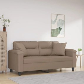 vidaXL Sofá 2 lugares c/ almofadões 140cm microfibra cinza-acastanhado
