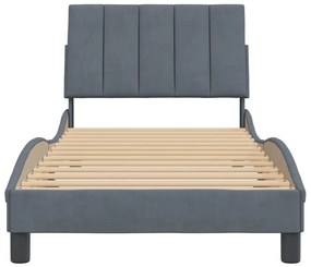 Estrutura de cama sem colchão 90x190 cm veludo cinzento-escuro
