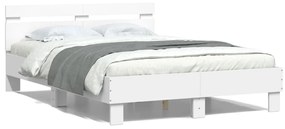 vidaXL Estrutura de cama com cabeceira e luzes LED 120x200 cm branco