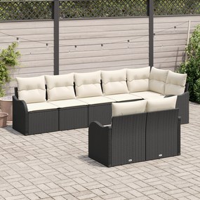 Conjunto de Sofá de Jardim vidaXL de 8 Peças com Almofadas Preto Ratta