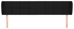 Cabeceira de cama c/ abas tecido 203x23x78/88 cm preto