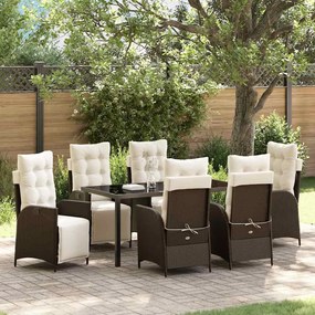 vidaXL Conjunto de Jantar de Jardim com 7 Peças em Rattan Sintético Marrom