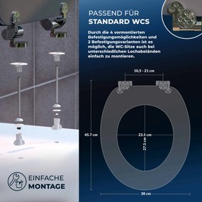 Assento sanitário em pedra e folhas com sistema de descida automática 45,7 x 38 cm Cinzento + Verde