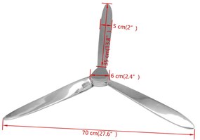 Hélice de parede 70 cm alumínio prateado