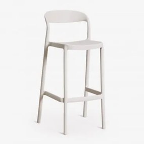 Pack De 4 Bancos Altos De Jardim Empilháveis Em Polipropileno Brenza ↑75 Cm & Branco Pedra - Sklum