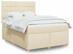 vidaXL Cama com molas/colchão 160x200 cm tecido cor creme
