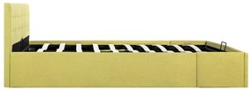 Cama hidráulica com arrumação 180x200 cm tecido amarelo-lima