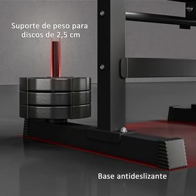 Banco de Pesos (NÃO INCLUIDOS) Multifuncional Dobrável com Suporte para Barras Ajustável e Estação de Dips 98-122x140x73 cm Preto