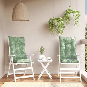 vidaXL Almofadões para cadeiras altas de jardim 2 pcs tecido folhas
