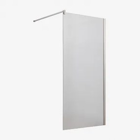 Mampara De Duche Fixa Com Vidro Temperado De 8 Mm E Alumínio Bristol Transparente & 80 X 195 Cm & Cinzento Escovado - Sklum