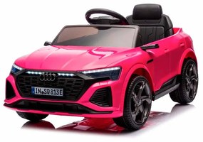 Carro elétrico para crianças Audi S Q8, 12V pneus de borracha EVA, banco em pele artificial Rosa