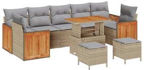 Conjunto de Sofá de Jardim VidaXL de 10 Peças com Almofadas Bege de Vi