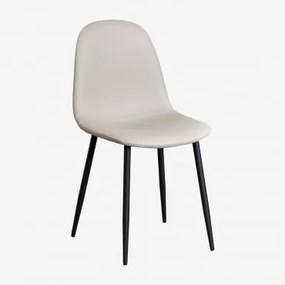 Pack 4 cadeiras de jantar em couro sintético Glamm Toupeira Claro - Sklum