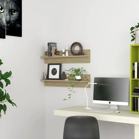 Estantes de parede 2pcs 80x11,5x18 cm contrapl. carvalho sonoma