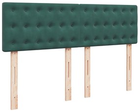 Cama com molas/colchão 160x200 cm veludo verde-escuro