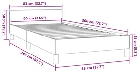 Estrutura cama c/ cabeceira sem colchão 80x200 cm cappuccino