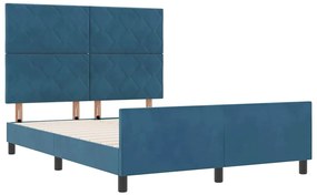 Cama vidaXL Azul Escuro 140x200 cm Veludo