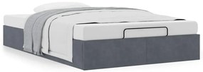Otomano Bed Frame No Colchão Cinzento Escuro 120x200 cm Veludo