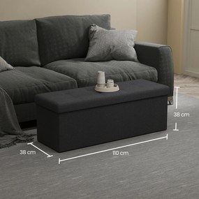 Banco entrada com espaço de arrumação 110 x 38 x 38 cm Preto